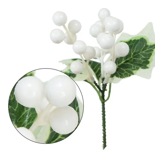 Christmas branch with balls white 17cm XP010