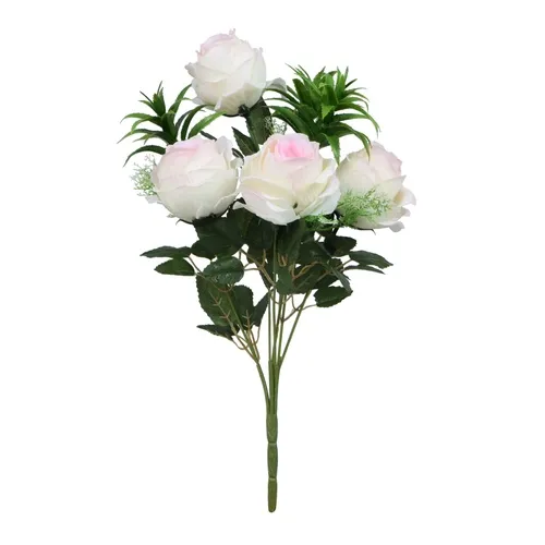 Ruža – kytica 45 cm white/pink U911