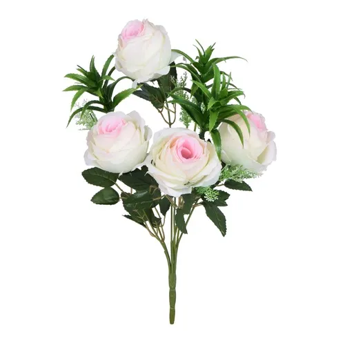 Ruža – kytica 45 cm white/pink U911