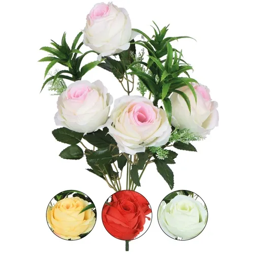 Ruža – kytica 45 cm white/pink U911