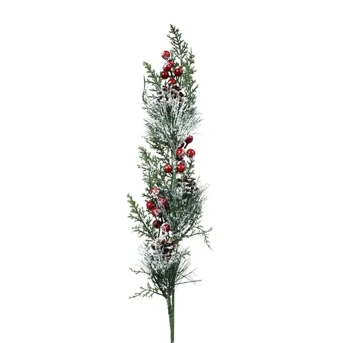Zasnežený konár ihličnanu so šiškami 73 cm X331