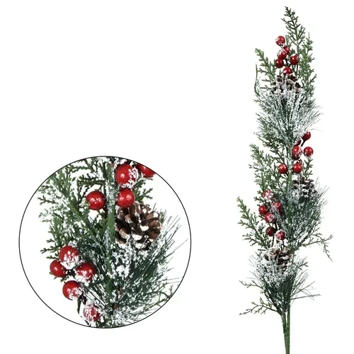 Zasnežený konár ihličnanu so šiškami 73 cm X331