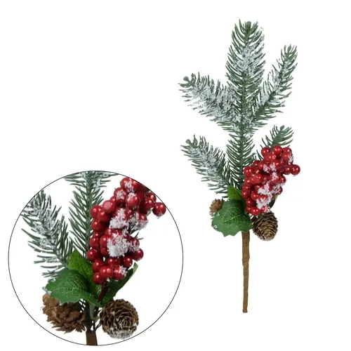 Ihličnatá vetvička s ozdobami – 36 cm R555X
