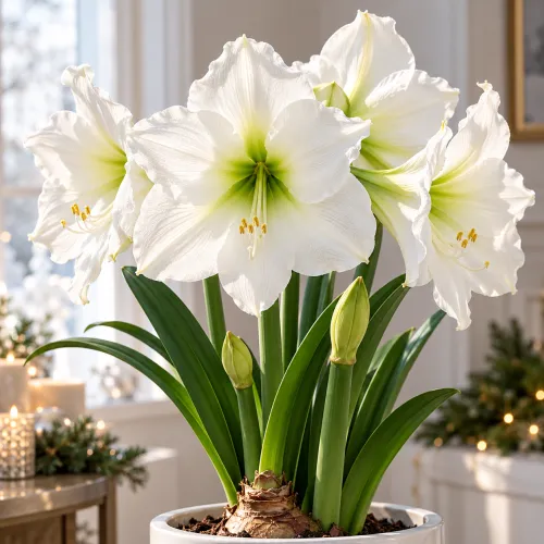 Amaryllis Christmas Gift – biely veľkokvetý amaryllis