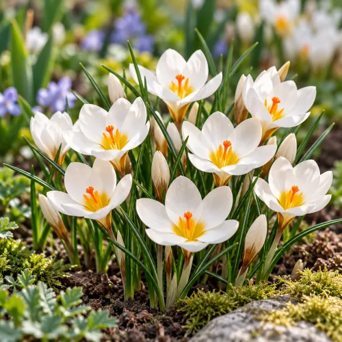 Krokus Aubade – botanický biely krokus