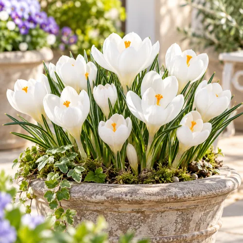 Krokus Jeanne d’Arc – veľkokvetý biely krokus