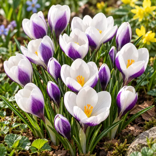 Krokus Prins Claus – botanický bielo-fialový krokus