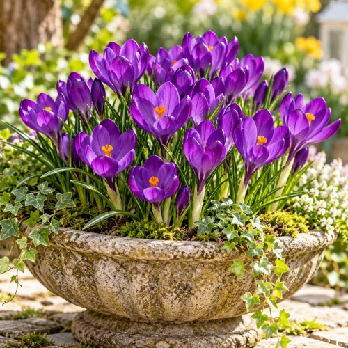 Krokus Ruby Giant – botanický rubínovofialový krokus