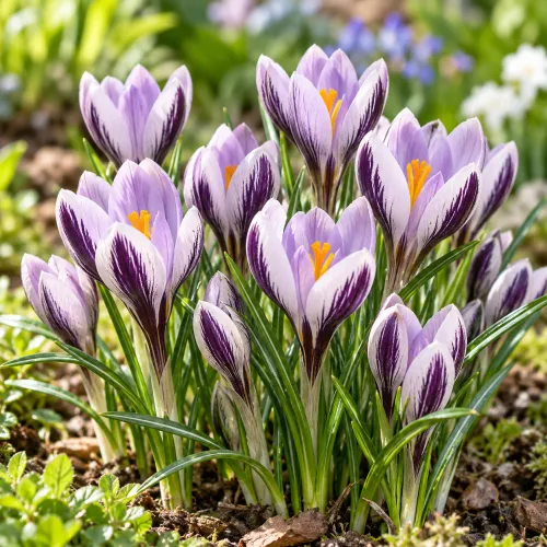 Krokus Spring Beauty – botanický fialovo-biely krokus
