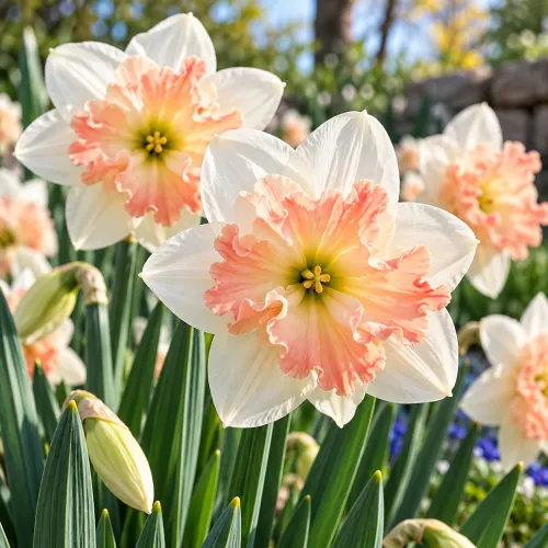 Narcis Palmares – delenokorunný bielo-ružový narcis Narcis Palmares – delenokorunný bielo-ružový narcis