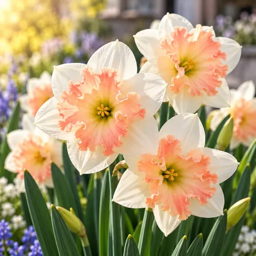 Narcis Palmares – delenokorunný bielo-ružový narcis Narcis Palmares – delenokorunný bielo-ružový narcis