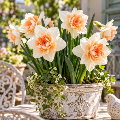 Narcis Replete – plnokvetý bielo-lososový narcis Narcis Replete – plnokvetý bielo-lososový narcis