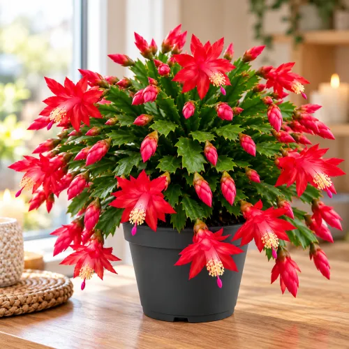 Schlumbergera ‘Flame Duo’ – červený vianočný kaktus Ø12 cm Schlumbergera ‘Flame Duo’ – červený vianočný kaktus Ø12 cm