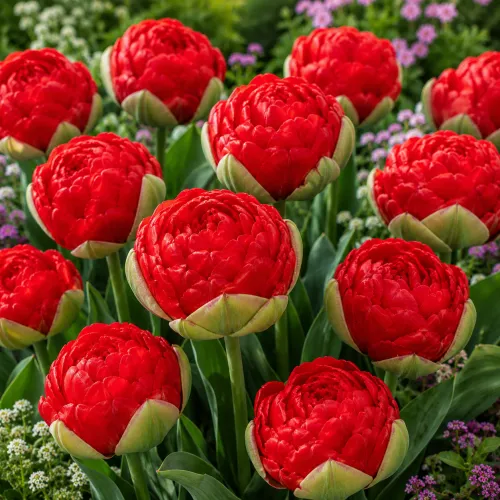 Tulipán Pamplona – červený plnokvetý tulipán