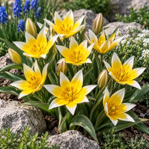 Tulipán Tarda – žlto-biely botanický tulipán