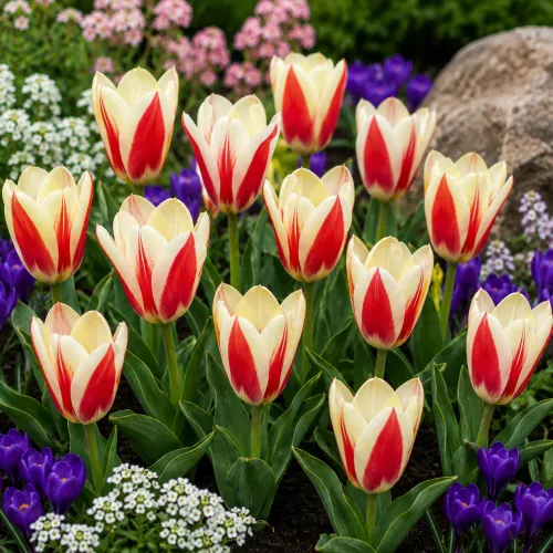 Tulipán The First – krémovo-červený Kaufmanniana
