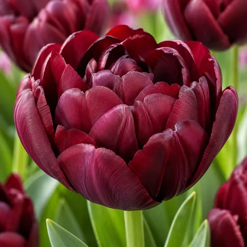 Tulipán Uncle Tom – bordový plnokvetý tulipán